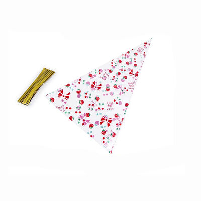 Cello Cellophane Candy Cone Bag Özel Şekil Patlamış Mısır Torbası Üçgen Plastik Açık Hamur Torbası