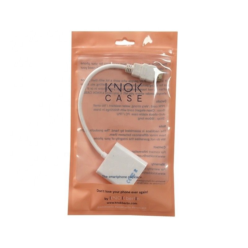 Kablolu Paketleme Açık Stand Up Zipper Bag Nem Kanıtlı USB Kablo Paketleme için