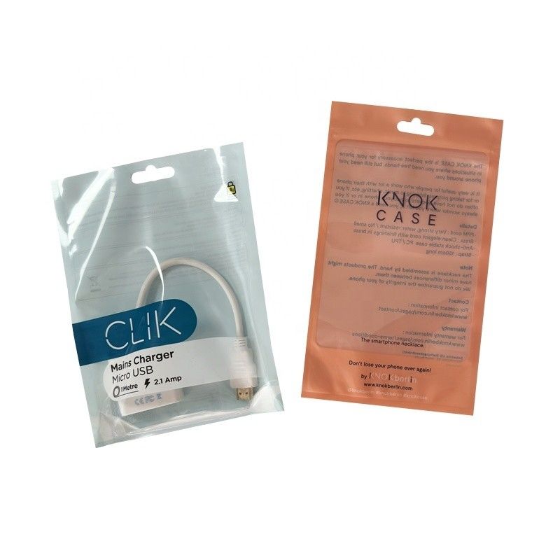 Parlak açık plastik ziplock poşet çantası cep telefonu kağıdı ve USB kabloları için ambalaj